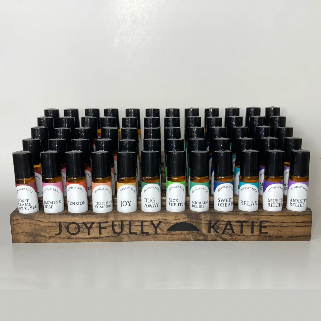 Set of 12 (60 Essential Oil Rollers) with Wooden Display