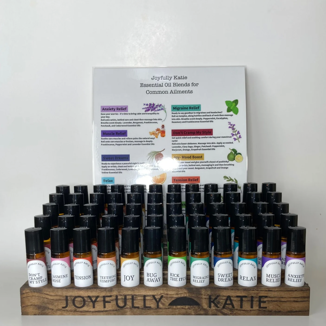 Set of 12 (60 Essential Oil Rollers) with Wooden Display