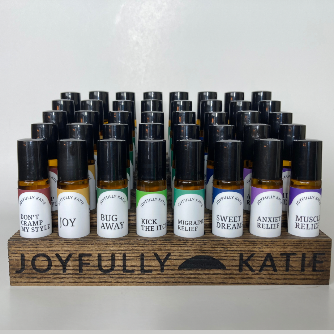 Summer Set of 8 (40 Essential Oil Rollers) with Wooden Display